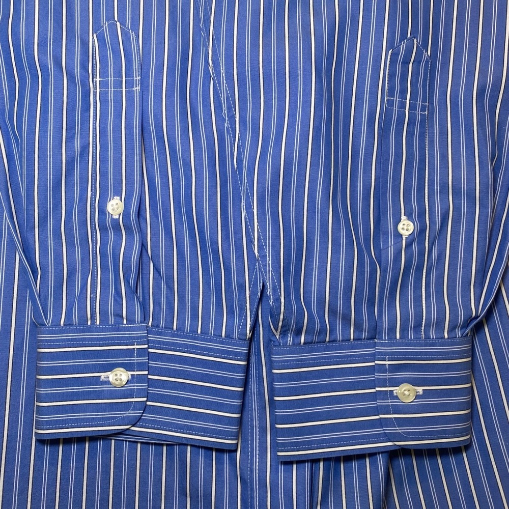 Jos A Bank Traveler Lot 3 Dress Shirts 17.5 34 Blue Check Stripe Cotton - Picture 14 of 16